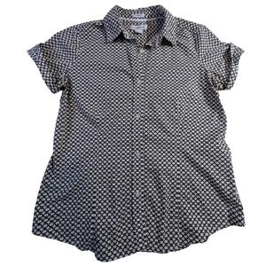 Liz Claiborne Women's Stretch Geometric Print Button-Up Shirt‎ – Size S